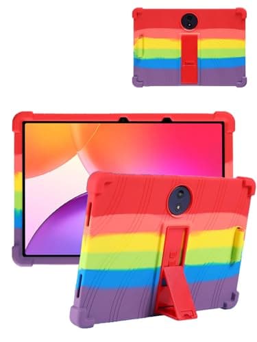 for TCL TAB A1 Plus 12.2 Inch Android Tablet Protective case, ZBAGUG Shockproof Lightweight Silicone Protective Cover with Stand, Child-Friendly Protection, Easy to Clean Design, Rainbow.