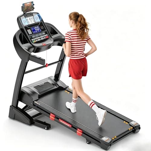 10MPH Treadmill 300lbs Capacity,Treadmill for Home with Auto Incline, 4.5HP Folding Treadmill, Wide Shock Absorption Belt, 64+3+3+1 Programs