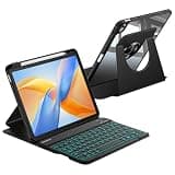 Fintie 360° Rotating Keyboard Case for iPad Air 11-inch M4/M3/M2 (2026/2025/2024), iPad Air 5th/4th Gen 10.9 Inch - Magnetic Detachable 7 Colors Backlit Keyboard with Soft TPU Cover, Black