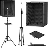 TONOR Microphone Isolation Shield, Professional Mic Shield for Studio with Tripod Stand, Adjustable Height Max 53.1 inch, Sound Proof Box for Singing, Recording Studio Equipment