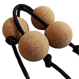 Asalato Rhythm Shaker Ball, 4 Piece Set with Adjustable Straps, Handheld African Percussion Instrument for Music, Crafting and Rhythm Training, Smooth Cork Material, Dual Color Design