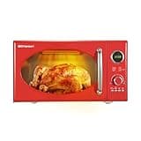 Emerson MWRG0901RD 0.9 Cu. Ft. Retro Microwave with 1,000W Grill Function, 800W Cooking Power, LED Display, 5 Power Levels, 8 Auto Menus, Glass Turntable, Child Lock, Red Countertop Design