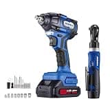 ACDelco ARI20132P-K3 20V Brushless 1/2" Impact Wrench (251 Ft-lbs, 3-in-1 Tool) & G12 Series 12V 3/8" Cordless Ratchet Combo Kit with 14-Piece Drill Bit Set