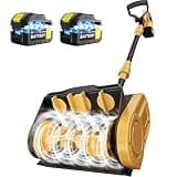 Dnveey Cordless Snow Shovel Kit with 2 Batteries (4.0Ah) – Lightweight Electric Snow Blower for Seniors with Adjustable Directional Throw – 21V Battery Powered Snow Shovel for Patios, Decks & Steps