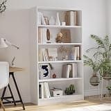 BIGTO Bookcase 33"*11.6"*60", Modern 5 Tier Tall Wood Bookshelf White Home Furniture
