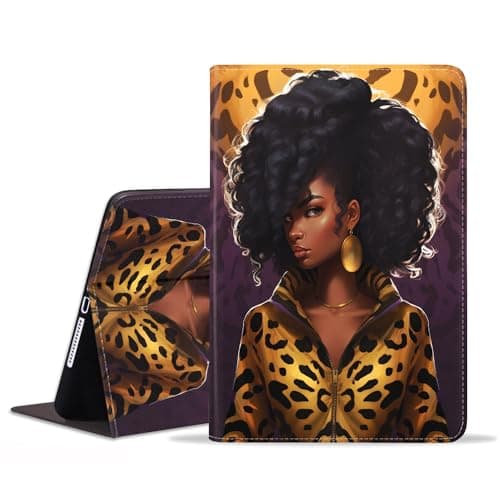 WEUIUJKILO for iPad 9.7 2018/2017 Case, iPad Air/Air 2 Case, Slim PU Leather Folding Stand Smart Cover with Auto Sleep/Wake for iPad 6th/5th Gen 9.7 Inch, African American Girl