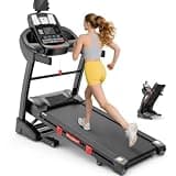 Treadmill with 15% Incline 300 lbs Capacity, 4.7HP Folding Treadmill for Home, Wild Shock Absorption Belt Treadmill, 0.6-10MPH, APP Control, 64+3+3+1 Program