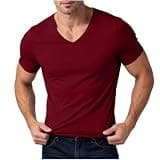 Men's Seamless Ice Silk Workout Tops Short Sleeve Summer Cooling Stretch Slim Fit T-Shirt Performance Tees Wine