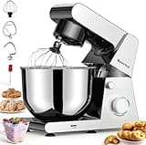 Kourice 6.5QT Tilt-Head Stand Mixer, Heavy Duty Pro 10-Speed Electric Mixer, Stainless Steel Cladding & Bowl with Dough Hook, Wire Whisk and Flat Beater for Home Baking, Bread, Cake, Pizza Dough