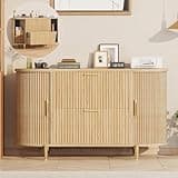 SEDETA 2 Drawer File Cabinet, 39.4" Filing Cabinet for Home Office, fit Legal/Letter/A4 Size, Modern Fluted Filing Cabinets with 2 Sliding Door Storage, Printer Stand, Natural