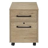 Pemberly Row 2-Drawer File Cabinet, Light Brown, Wood Frame with Thermal Fused Laminate, Locking File Drawer and Utility Drawer, Ball Bearing Glides, Mobile Design, Fully Assembled for Home or Office