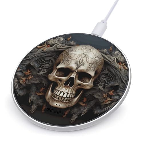 Skulls Wireless Charger Portable Fast Charging Pad Lightweight Wireless Charging Station for Phone Slim Charge Mat for Travel Home Office Desk