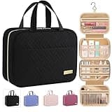HOTOR Travel Toiletry Bag - Hanging Toiletry Bag for Women & Men, Makeup Bag/Big Comparment, Waterproof for Travel Accessories, Travel Essentials, Medium, Black