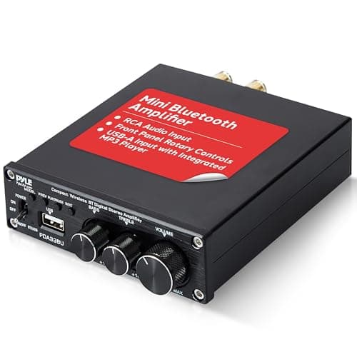 Pyle 2.1 CH Wireless Stereo Power Amplifier - 200W Bluetooth Mini Amp with USB Player, RCA Input, Subwoofer Output, Bass and Treble Control, Compact Audio Streaming Amp
