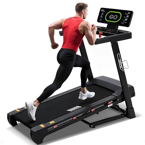 ECHANFIT Heavy Duty Treadmill for Home, 20-Level Auto Incline Treadmill, 20" Wide Deck, 12 MPH, 500 LB Capacity, 4.5 HP, LED Display, Bluetooth Speaker & App