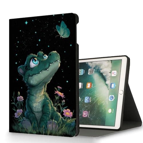 RUUHLJLET for iPad Air 11-inch M3 2025/M2 2024,iPad Air 5th 2022/4th Generation 2020 10.9 Inch Tablet Case,Auto Wake/Sleep,Adjustable Stand Protective Cover - Cute Crocodile Starry Sky