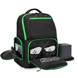 Trunab Travel Backpack Compatible with Xbox Series X Carrying Case Game Storage Bag with 2 Inner Spaces for Xbox X/S Console, Multiple Pockets for 15.6” Laptop and Other Gaming Accessories, Black