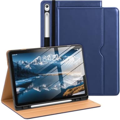 DTTO Leather Case for Samsung Galaxy Tab S10 Lite / S10 FE / S9 FE 10.9-Inch with S Pen Holder, Folio Stand Cover with Hand Strap & Pocket, Multi-Angle Viewing, Auto Wake/Sleep, Navy Blue