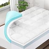 OLANLY Dual-Layer 4 Inch Queen Mattress Topper for Back Pain, 2 Inch Gel Memory Foam Support Base and 2 Inch Cooling Pillow Top Mattress Pad Cover, Plush Pressure Relief, Deep Pocket, White