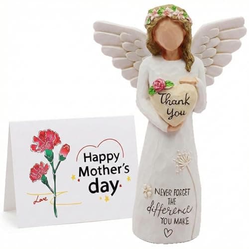 LXZNRQU Purple Angel Figurine with Mother's Day Card, Thank You Heart Statue - Inspirational Birthday for Mom, Nana, Coworker, and Caregiver