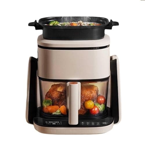 Air Fryer Glass Air Fryer,with Dual Function,1100W Electric Adjustable Temperature,Transparent Bowl