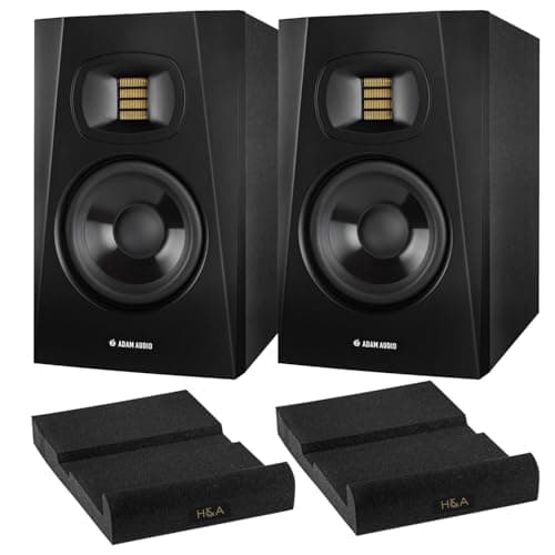 ADAM Audio Professional T-Series T5V 5" 70W 2-Way Active Nearfield Monitor, Pair, Bundle with 2X Isolation Pad