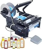 Bottle Labeling Machine, Electric & Manual Round Label Printer for Bottles 15-100mm, Foot Pedal Supported, Perfect for Packaging and Sticker Application