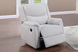 GOWE 1pc Manual Recliner Upholstered Seat and Backrest Supportive Headrest Sincere Bone Finish Primary Living Room