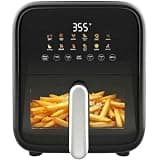 G-Ocean 7.9QT Window Air Fryer – 12-in-1 family capacity, 400°F rapid crisp tech, roasts, bakes, dehydrates, reheats. Nonstick easy-clean basket, 1800W, black.