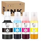 Hiipoo Ink Refill Bottles Compatible for 542INK Pigment Ink ET-5850 ET-5880 ET-5170 ET-16600 ET-16650 ST-C8000 Printers Replacement for ET-5850 ET-5880 (4 Pack)