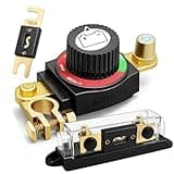 Battery Disconnect Switch Kit 12V-48V with 2X 100A ANL Fuse, Fuse Holder, Car Battery Cut Off Switch for Automotive RV Marine Boat Truck Audio System, Heavy Duty Brass Terminal