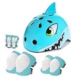 Toddler Kids Dinosaur Bike Helmet and Pad Set, Adjustable Protective Gear with Knee Elbow Pads and Wrist Guard, Bicycle Helmet Safety Gear for Child Boys Girls Ages 1-8
