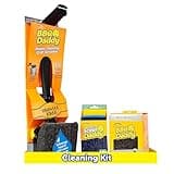 Scrub Daddy BBQ Daddy Grill Cleaner Kit - Bristle Free Grill Brush with Refill + 2 Steel Scour Daddy Grill Sponges - Built-in Grill Scraper - Temperature Controlled Grill Cleaning Tools (4 Count)