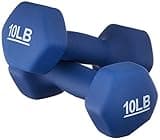 Amazon Basics Neoprene Dumbbell Hand Weights for Workout and Strength Training, Hexagon Shape, 10 Pound, Pair, Navy Blue