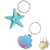 OUOJDG 2PCS Hat Clip for Travel On Bag, Starfish Shell Hat Holder for Purses (Blue)