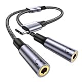 MOSWAG USB C to Dual 3.5mm Female Headphone Splitter, Type C to Dual 3.5mm Female Audio Jack Splitter Headphone Adapter Compatible with iPhone 17/16/15 Pro Max, Galaxy S24 S23, Pixel 10