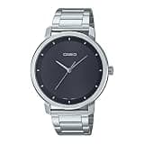 Casio Analog Watch MTP-B115D-1EV, Minimalist Style, Black Dial with Silver Stainless Steel Band, Water Resistant up to 50M