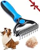 Pet Grooming Tool for Dogs & Cats - Dematting Comb, Double Sided Pet Grooming Brush for Removing Loose Hair, Mats, Tangles & Undercoat, Stainless Steel Grooming Tool for Long & Short Hair (Blue)