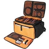 AKOZLIN Cable File Bag DJ Gig Bag Cord Organizer Case with Detachable Dividers for Laptop,DJ Gear, Sound Instrument and Music Equipment Accessories 16"x11"x10" Black Orange