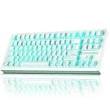ZORNHER ZH870 Wireless Gaming Mechanical Keyboard,80% White Gaming Keyboard with White Spider Web IMD PC Keycaps,Creamy Sounding Linear Switches,Hot-Swappable,RGB Backlit