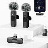 SUDEHO Dual Channel Wireless Microphone, Clip-On Lavalier Design, Reduces Background Noise, USB-C Android (Witchblack, Small)