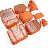 LANSKLBD 6/8 Set Packing Cubes for Suitcases Travel Luggage Packing Organizers,Travel Accessories Essentials Luggage Organizer with Shoe/Tioletry/Laundry Bag (Orange, 8 set)