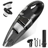 Handheld Vacuum Cordless, Rechargeable Car Vacuum Cleaner with Multiple Attachments, Portable Hand Held Vacuum Suction Power, Mini Vacuum for Car, Home, Pet Hair, Office, Desk, Keyboards Black Silver