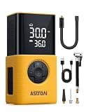 AstroAI Tire Inflator L7S Portable Air Compressor Cordless Bike Air Pump with Digital Dual Values Display, 150 PSI Car Tires Pump with LED Lights Air Pump for Auto, Motorcycles, Bikes, Balls Yellow
