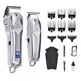 WTYBRMYO Men's Professional Wireless Hair Clipper/Beard Trimmer with LED Display and Metal Casing
