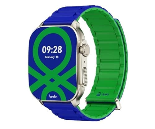 Benetton & Imiki Frame 2 Smart Watch, 2.01 Inch AMOLED Display, IP68 Waterproof, 100+ Sports Modes, Always On Display, Bluetooth Connected, Health Tracker (Royal Bay)