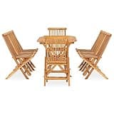 WDSAYREH Solid Teak Wood 9 Piece Folding Patio Dining Set, Elegant Outdoor Table and Chairs for Garden Terrace