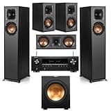 Klipsch Reference R-52C Center Channel Home Speaker, Black Bundle with R-52C Center Speaker, R-12SW 12" 400W Powered Subwoofer, R-41M Bookshelf Speakers, 5.2-Channel 8K Receiver
