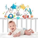 Jollybaby Musical Bassinet Stroller Crib Mobile Toy for Baby 0-6-12 Months, Infant Clip On Arch Hanging Toy with Music Box for Bjorn Bouncer, Portable Mobile Attachment Toy for Newborn Gift - Starfish
