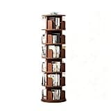 RFBXZPTADNU 360 Degree Rotating Solid Rubber Wood Bookcase, Freestanding Mobile Floor Storage Bookshelf Kids Picture Book Organizer for Household Living Room(Brown,131x46cm)